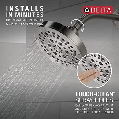 Delta 6-Setting Chrome Shower Head with High Pressure Spray, 6 Inch Round Shower Head, Showerheads, 1.75 GPM Flow Rate, Chrome 52535 - color: Chrome