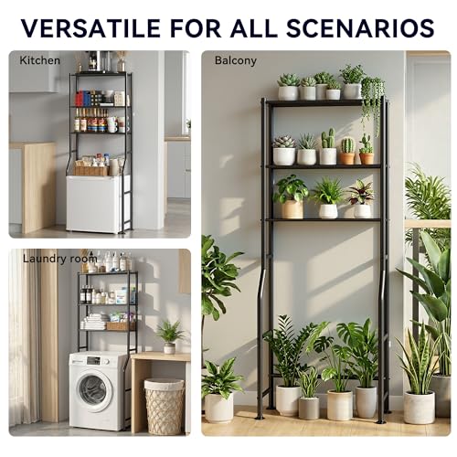 3-Tier Over The Toilet Storage, Freestanding Metal Bathroom Shelves, Space Saver Above The Over Toilet Storage Shelf for Bathroom (Black) - color: Black