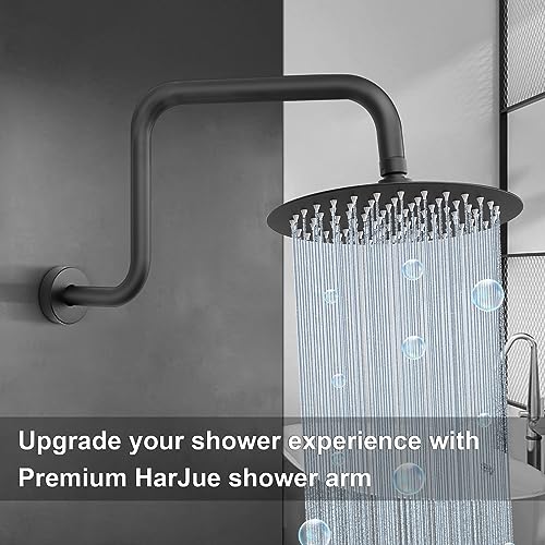 S Shaped Shower Arm, High Rise Shower Head Extension Pipe Standard 1/2" Connection with Flange, Awesome Shower Experience-Stainless Steel Bathroom Accessory(16 Inch Z-S Shape, Matte Black) - color: Matte Black, style: 16" Z Shape