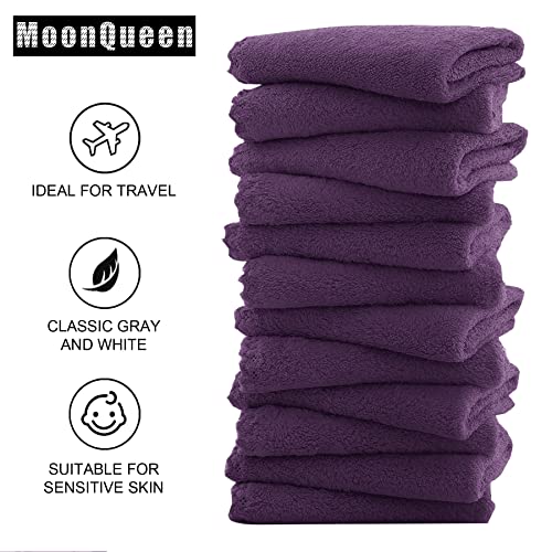 MOONQUEEN Microfiber Facial Cloths Fast Drying Washcloth 12 Pack - Premium Soft Makeup Remover Cloths - Grape Purple - color: Grape Purple, size: 12x12 Inch (Pack of 12)