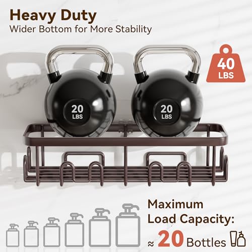 Shower Caddy Adhesive, Rustproof Shower Organizer, Wall Shower Rack | Large Capacity Shower Shelf for Inside Shower, No Drill Shower Storage, Shampoo Shower Holder, Bronze, 2 Caddies - color: Bronze