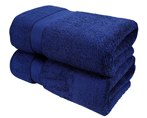 GLAMBURG 700 GSM Premium Cotton 2-Pack Oversized Extra Large Bath Sheet Set - 100% Combed Cotton - 2 Bath Sheets 35x70 - Luxury Hotel & Spa Quality - Durable Ultra Soft Highly Absorbent - Navy - color: Navy Blue, size: 2 Pack 700 GSM Bathsheet