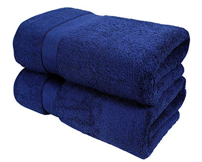 GLAMBURG 700 GSM Premium Cotton 2-Pack Oversized Extra Large Bath Sheet Set - 100% Combed Cotton - 2 Bath Sheets 35x70 - Luxury Hotel & Spa Quality - Durable Ultra Soft Highly Absorbent - Navy - color: Navy Blue, size: 2 Pack 700 GSM Bathsheet