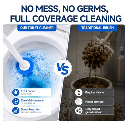 Disposable Toilet Brush with Holder, Wall Mounted Toilet Wand Cleaning System with 30 Refills, Auto-Lid Touch-Free Toilet Bowl Brush Kit for Bathroom Cleaning