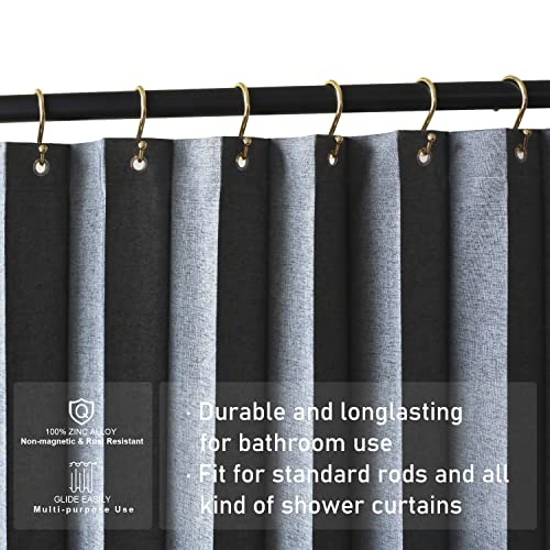 Shower Curtain Hooks, Set of 12 Rust Proof S Shaped Decorative Shower Curtain Rings,Multi-Purpose Hangers S Hooks (Gold) - color: Gold