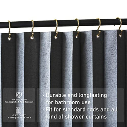 Shower Curtain Hooks, Set of 12 Rust Proof S Shaped Decorative Shower Curtain Rings,Multi-Purpose Hangers S Hooks (Gold) - color: Gold