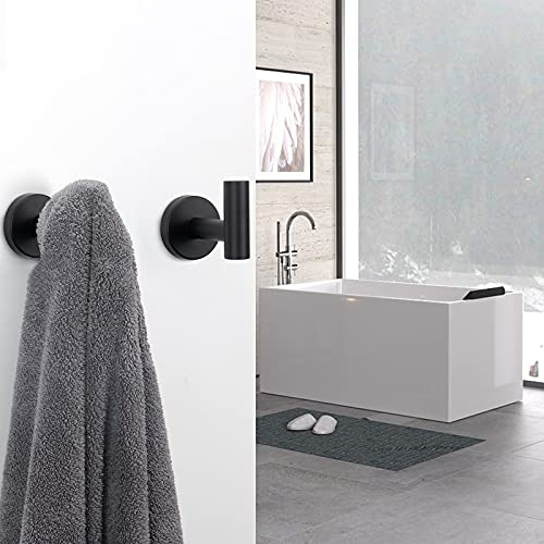 NearMoon Bath Towel Hooks- SUS 304 Stainless Steel Robe Hook Holder, Heavy Duty Coat Hook for Bathroom Livingroom Hotel Kitchen Garage, Wall Mounted (Matte Black, 4 Pack) - color: Matte Black, size: 4 Pack