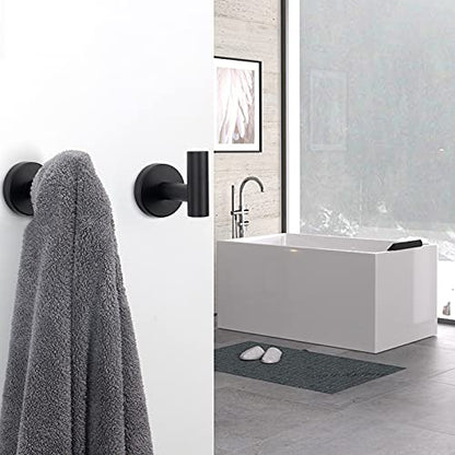 NearMoon Bath Towel Hooks- SUS 304 Stainless Steel Robe Hook Holder, Heavy Duty Coat Hook for Bathroom Livingroom Hotel Kitchen Garage, Wall Mounted (Matte Black, 4 Pack) - color: Matte Black, size: 4 Pack