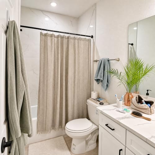 Outdoor Tension Rods Patio Long Shower Curtain Rod No Drilling 30-100 Inch | Long Tension Curtain Rod,Heavy Duty,1.1 Inch Thick Diameter,Spring Adjustable,No Rust,Bathroom,Windows,Black - color: Black, size: 30-100 inches