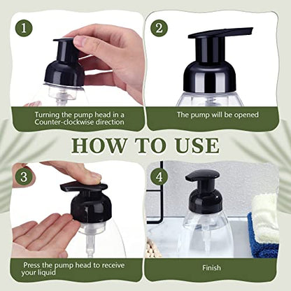Nuenen 48 Pieces Foaming Soap Dispensers 8 oz Foaming Pump Bottle Plastic Hand Soap Dispenser with Pumps Empty Refillable Press Containers for Liquid Shampoo Bathroom Kitchen(White, Black) - color: White, Black