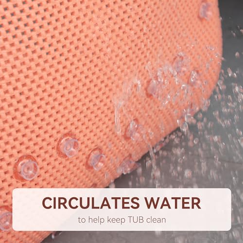 Bathtub Mat Non Slip, Soft Foam Bath Mat for Tub, Bathtub Mat with Drain Holes, Suction Cups Shower Mat (Orange, 36''X17'') - color: Orange