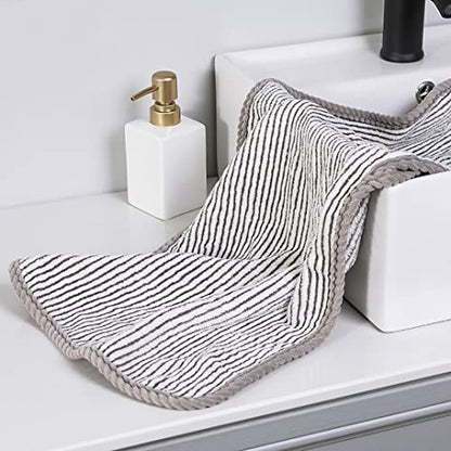 Kissvian 2 Pack Microfiber Hand Bath Towel Set, Superfine Fibre Coral Velvet Bathroom Towels with Hanger, Soft and Absorbent Washcloths for Hand Face Bath Spa Yoga Fitness, Size 13.4" x 30"