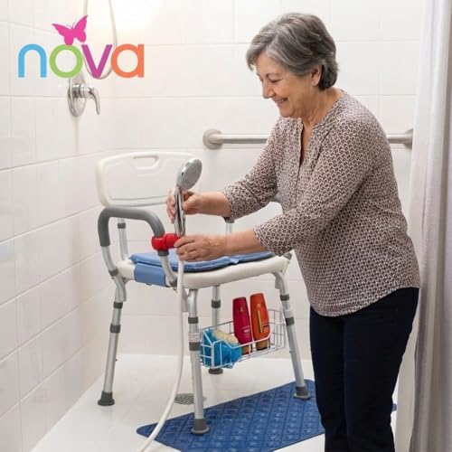 NOVA Handheld Shower Holder Attachment for Bath Seats & Transfer Benches – Universal Mount for Bath Stool, Shower Commode & Chairs, Adjustable, Secure, Easy Install Bathroom Accessory