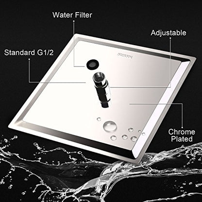 12 Inch High Pressure Showerhead with 11 Inch Arm - color: Chrome