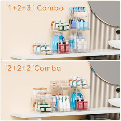 2 Pack 3 Tier Large Pull Out Bathroom Organizers and Storage,13.8″ Deep Sliding Kitchen Under Sink Organizer for Cleaning Products Storage,Acrylic Clear Bathroom inder Sink Organizer,Undersink Storage - style: 2 Pack-3 Tier