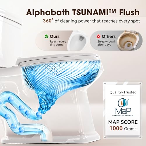 17.3” Elongated Toilet with Soft Close Seat, Two piece Toilets for Bathroom | Nano Self-Cleaning Glaze, 1.27 GPF, Watersensed/ADA/MAP1000/cUPC, Easy to Clean & Install, 12" Rough-In - color: TPT005 - 1.27 GPF single flush