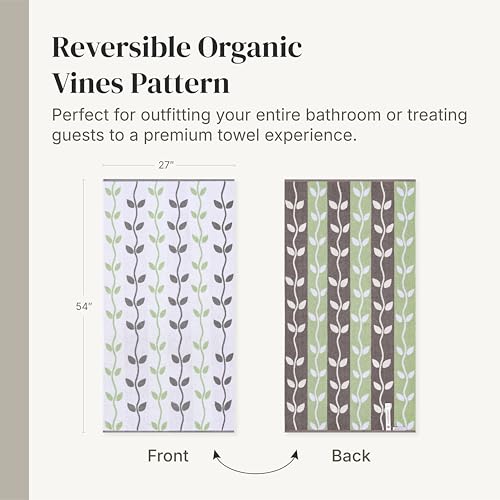 Modern Threads 6 Piece Bath Towel Set – Bathroom Set with 2 Bath Towels, 2 Hand Towels, and 2 Wash Cloths – 100% Cotton, Super Absorbent & Extra Soft – Reversible Natural Vine (Gray) - color: Gray
