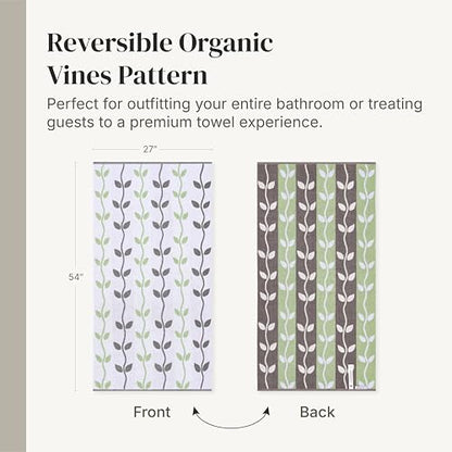 Modern Threads 6 Piece Bath Towel Set – Bathroom Set with 2 Bath Towels, 2 Hand Towels, and 2 Wash Cloths – 100% Cotton, Super Absorbent & Extra Soft – Reversible Natural Vine (Gray) - color: Gray