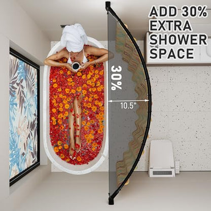 Curved Shower Curtain Rod, Need to Drill, 35-76 inches Adjustable Curved Shower Rod Rustproof Shower Rod Round Shower Curtain Rod for Bathroom, Bathtub, Stall, Stainless Steel, Black - color: black