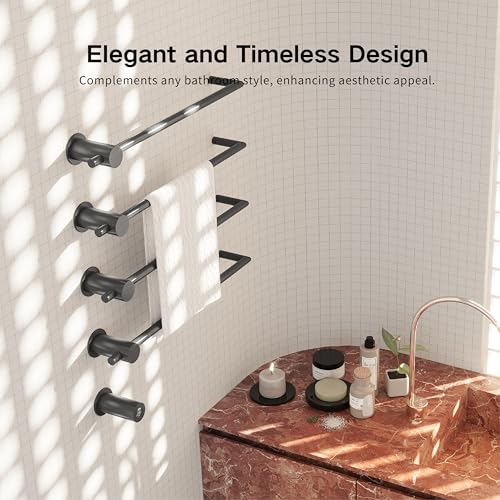 Z&Zhanle Electric Towel Warmer Rack, 3-Bar Wall Mount, Hidden Style, One-Touch Start, White, (Satin Black) - color: 3-bar Satin Black