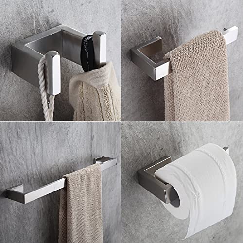 Fapully Four Piece Bathroom Accessories Set Stainless Steel Brushed Nickel | Wall Mounted,Towel Bar Set - color: Brushed Nickel, style: 4 Piece