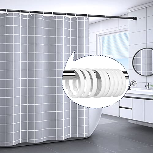 12 Packs Circular Shower Curtain Rings, Plastic Curtain O Rings Hooks for Bathroom, Glide Easily on Bathroom Shower Rod (White) - color: White