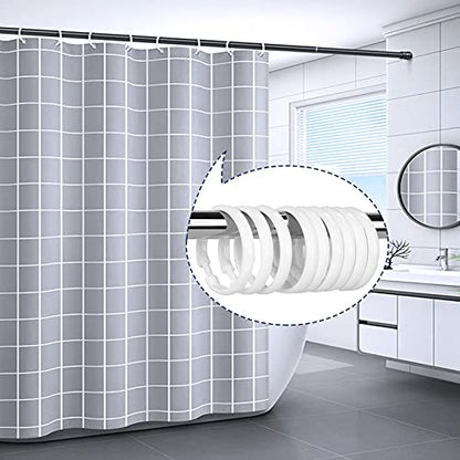 12 Packs Circular Shower Curtain Rings, Plastic Curtain O Rings Hooks for Bathroom, Glide Easily on Bathroom Shower Rod (White) - color: White