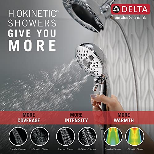 Delta Faucet 5-Spray In2ition Dual Shower Head with HandHeld Spray, H2Okinetic Chrome Shower Head with Hose, Showerheads, Handheld Shower Heads, Magnetic Docking, Chrome 58480-PK - color: Chrome