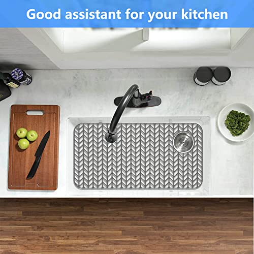 Sink Protectors for Kitchen Sink 28.6"x 14.5"Rear Silicone Sink Mat | Various sizes and styles,Protector for sinks and dish,Withstand to 500F,Food-grade silicone.Non-slip and raised feet - size: 28.6"x14.5"