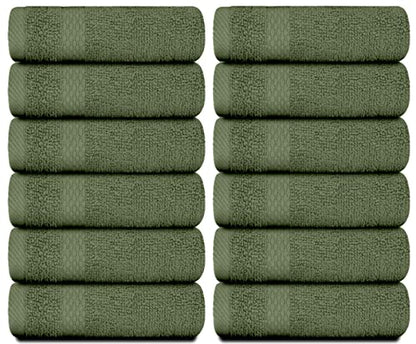 White Classic Luxury Cotton Washcloths 13x13 Inch - 650 GSM Turkish Cotton | Hotel, Spa, Bathroom Face Towel | 12 Pack, Forest Green - color: 11: Forest Green