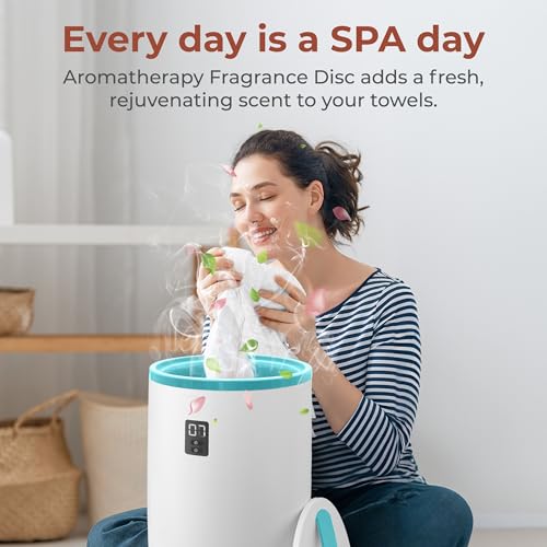 SereneLife Towel & Blanket Warmer, One Touch Portable Bath Towel Warmer with Fragrant Disc Holder, Timer (15, 30, 45, or 60 minutes) and LED Display, Auto Shut Off, Ideal for Bathroom & Spa Use, Blue - color: Blue
