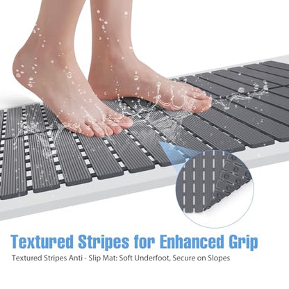Shower Mat Non-Slip Bath Mat for Tub and Shower Stall,236 Suction Cups with Drain Holes, Quick Dry Machine Washable, Extra Grip for Stand Up Showers, Bathroom Essentials 24x24 Inch (Light Grey) - color: Light Grey
