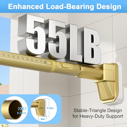 41 to 86 Inch Gold Tension Curtain Rod | No Drill, Extra Long, Heavy Duty, Renter Friendly Adjustable - color: Gold, size: 41-86inch