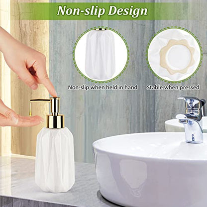 14OZ Hand Soap Dispenser for Bathroom and Kitchen, Ceramic (New White) | Refillable Hand Soap Dish Soap Dispenser, Great for Kitchen Sink, Liquid, Essential Oil & Lotion, Pump Dispenser Bottle - color: New White