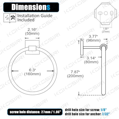 KOKOSIRI Hand Towel Holder Wall Mounted Towel Ring Bathroom Accessories Shower Towel Hanger Rack Stainless Steel Champagne Bronze, B3010CPG - color: Champagne Bronze