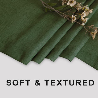 KOUFALL Olive Green Boho Shower Curtain,Linen Fabric Waterproof Retro Shower Curtains for Bathroom with Hooks,72 Inches Long,Ivy - color: Olive Green, size: 72"W x 72"L (Pack of 1)
