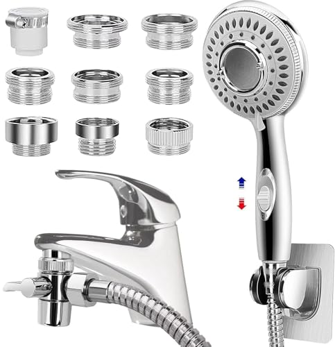 Shower Head Sink - Faucet Bathtub, Hose Sprayer Attachment with 9 Adapters, 79" Hose for Hair Washing, Pet Dog Rinse & Baby Bath, ON/OFF Extension for Tub Faucet, Utility Sink, Laundryroom, Garden | 79" Hose for Hair Washing, Pet Dog Rinse & Bath, ON/OFF