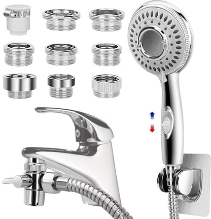Shower Head Sink - Faucet Bathtub, Hose Sprayer Attachment with 9 Adapters, 79" Hose for Hair Washing, Pet Dog Rinse & Baby Bath, ON/OFF Extension for Tub Faucet, Utility Sink, Laundryroom, Garden | 79" Hose for Hair Washing, Pet Dog Rinse & Bath, ON/OFF