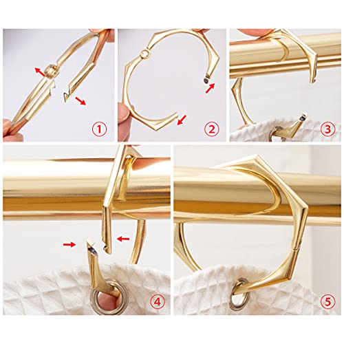 Shower Rings, Shower Curtain Rings for Bathroom, Rustproof Zinc Shower Curtain Hooks Rings, Set of 12 (Gold) - color: Gold