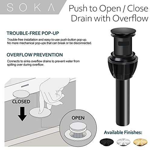 SOKA Centerset Bathroom Faucet 2 Handles 4 Inch Commercial Hand Sink Touch Faucets 3 Hole Bathroom Sink Faucet - color: Matte Black, size: 4" Gooseneck