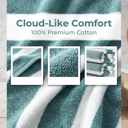 Premium 5-Piece Bath Towel Set | 100% Microfiber Ultra Soft & Quick Dry | Large Bath Towels, Hand Towels & Washcloths for Bathroom, Spa, Gym, | 1 Bath, 2 Hand, 2 Washcloths | Green - color: Green, size: 5 Pcs