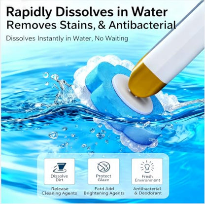 Disposable Toilet Brush and Base Set (Including 48 Replacement Heads and Base) - Wall-Mounted Design with Ergonomic Grip for Bathrooms, Toilets and RVs.
