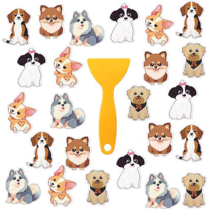 Yaomiao 24 Pcs Dog Bathtub Non Slip Stickers Bathroom Tubs Anti Slip Decal | Shiny, Sparkle, Glitter, Peva, 4.53inch, Easy Apply, Scraper, No Residue, for Shower Stairs Floor, Safety, Cute, Grip - style: Dog