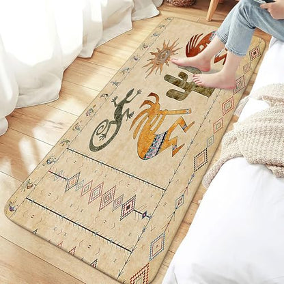 JAWO Southwestern Native America Ethnic Tribal Rugs - Geometric Retro Abstract Art Hipster Memory Foam Bathroom Rug (17x48inches), Yellow - color: Yellow, size: 1'5" x 4' (Rectangular)