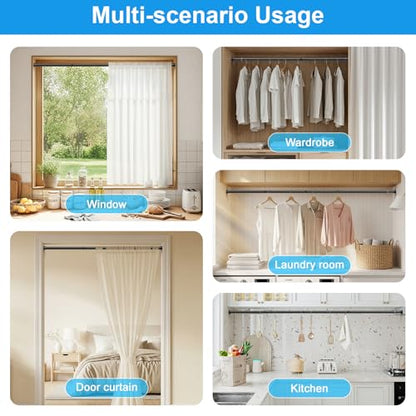 MEXAU 2 Pack Spring Tension Curtain Rods 24-46In Black Shower Curtain Rod | Adjustable Spring Tension Rods No Drilling for Window Closet Kitchen Wardrobe Bathroom, Non Slip Tension Rods ,7/8" Diameter - color: Black-2P, size: 24-46 Inch