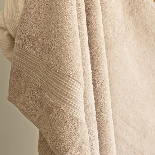100% Turkish Cotton Towel Set of 6 - Plush & Super Absorbent - Premium Set with 2 Bath Towels, 2 Hand Towels, and 2 Washcloths - Made in Turkey (Light Beige, 6-Piece Towel Set) - color: Light Beige