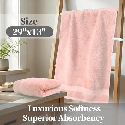 VOOVA & MOVAS Light Pink 100% Cotton Hand Towels Set of 2 with Hanging Loop (13"x29") - Lightweight, Quick Dry & Soft, Hotel Spa Quality Face Towel Set, Essential for Bathroom, Dorm, Travel & Gift - color: Lightpink