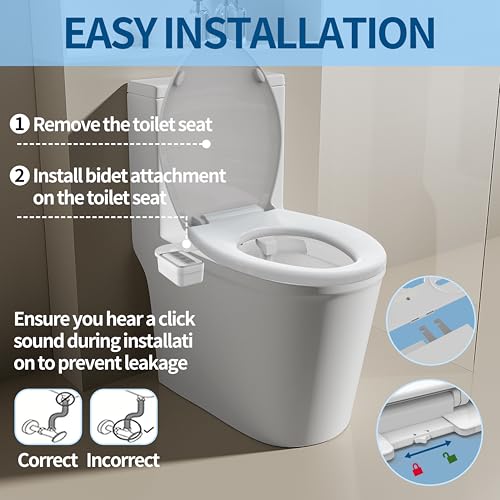 Bidet Attachment for Toilet Ultra-Slim Bidets for Existing Toilets, Non-Electric Bidet Toilet Seat Self-Cleaning Retractable Nozzles Badays for Toilets, Quick & Easy Installation Bedets