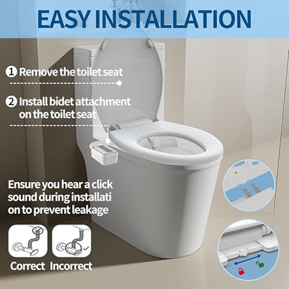 Bidet Attachment for Toilet Ultra-Slim Bidets for Existing Toilets, Non-Electric Bidet Toilet Seat Self-Cleaning Retractable Nozzles Badays for Toilets, Quick & Easy Installation Bedets