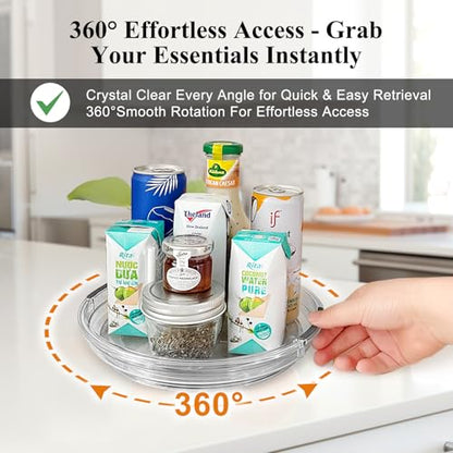 INCOSTAR Lazy Susan 2 Pack, 9 Inch Clear Turntable for Kitchen Cabinet | Rotating Spice Rack, Pantry Organizer and Storage, Bathroom Countertop Organizing for Makeup Vanity - size: 9.25 inch 2 Pack